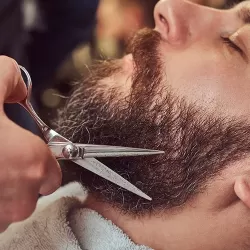 Man Getting A Beard Trim At Salon ManeTained in Granbury, Texas
